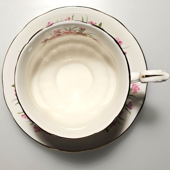 Paragon Fine China Pink "English Flowers Carnations" Tea Cup & Saucer - Picture 11 of 16